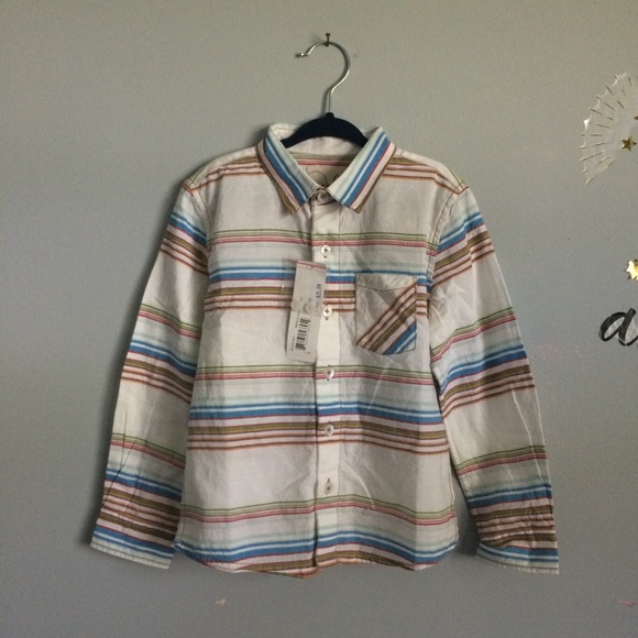 NWT Peek Striped Button-Down dress shirt Size Small Brown Blue Easter Church - Picture 1 of 5